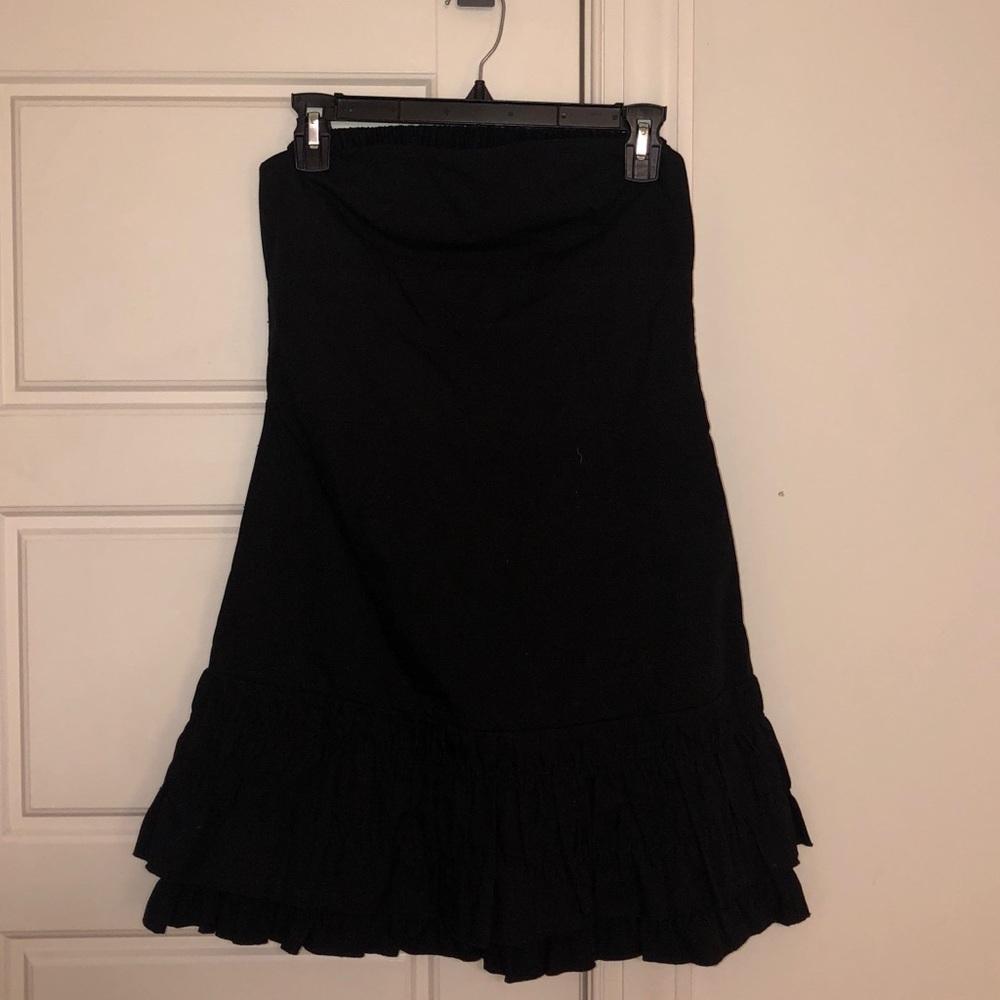 ALEXIS black strapless mini dress
